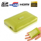 Mini Full HD 1080P HDMI MultiMedia HDD-плеер с кард-ридером SD / MMC / SDHC / функцией HOST USB, внешний жесткий диск, размер: 85x55x10 мм (зеленый)