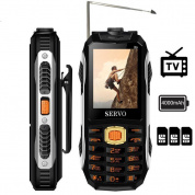 SERVO MAX 2,4-дюймовый 4000mAh 3 SIM-карты ТВ Антенна Voice Change Фонарик Внешний аккумулятор Feature Phone