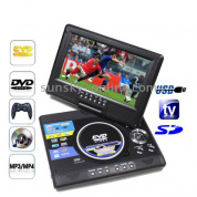 Портативный DVD-диск с TFT ЖК-экраном 9,5 дюймов с кард-ридером и USB-портом, поддержка (DVB-T + аналоговый) ТВ, игры и функция поворота на 180 градусов