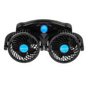 MiniВентилятор вращающийся 360 градусов 12V / 24V All-Round Air Dual Fan Powered Auto Vehicle Cooling Summer Low Noise
