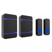 N15K-2T2-B 110dB IP55 Waterproof Wireless Doorbell, Receiver x 2 and Transmitter x 2, US Plug(Black)