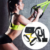 P3-1 Фитнес-упражнения с подвешиванием на веревке TRP3X Wall Pulley Yoga Belt, основной ремень: 1,4 м, домашняя версия (черный + желтый)