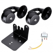 12V 130hz 126db / 130db Одиночный / двойной улитка Air Horn Локоть Свисток Черный сплав Для Авто Грузовые автомобили