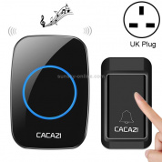 CACAZI A10G One Button One Receivers Автономный беспроводной домашний беспроводной звонок, вилка для Великобритании (черный)