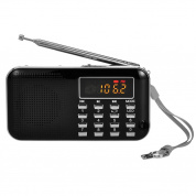 L-218AM MP3 Radio Speater Player Поддержка TF Card USB со светодиодной функцией фонарика (черный)