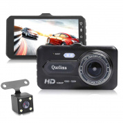 Quelima 4 дюймов 1080P Touch Dual Объектив Авто Видеорегистратор камера Ночное видение 170 градусов в ширину