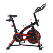 S-350 Indoor Silent Spinning Bike Велосипед для фитнеса с регулируемым сиденьем / ручкой и держателем для напитков, а также держателем для мобильного телефона / планшетного ПК и ЖК-монитором, несущая способность: 130 кг (черный красный)