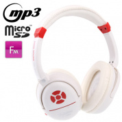 Kubite K-892 White, цифровые музыкальные наушники с FM-радио и линейным управлением / микрофоном, поддержка карты Micro SD и линейного входа