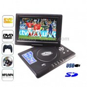 9,8-дюймовый TFT ЖК-экран, портативный EVD / DVD с кард-ридером и USB-портом, поддержка DVB-T TV и игр, а также функция поворота на 180 градусов