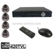 4-канальный встроенный цифровой видеорегистратор (1/3 Sony CCD, 420TVL, 24 x ИК-светодиода, объектив 6 мм, расстояние ИК-подсветки: 25 м, H.264 (8204EV + 622A)