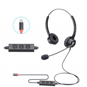 VT200D Double Ears Телефонная гарнитура Операторская гарнитура с микрофоном, спецификация: Type-C с клавишей ответа