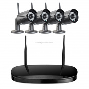 IPCC-KitH03B IPCC-N4 4 x HD 720P P2P 1.0 MP WiFi Беспроводная IP-камера безопасности + 4-канальный сетевой видеорегистратор, поддержка обнаружения монитора и ИК-ночного видения (черный)
