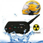 EJEAS E6 Plus 1200m IP65 Водонепроницаемый 6 пользователей Подключение Rider Bluetooth-гарнитуры с несколькими переговорными устройствами для мотоциклетного шлема с ручкой / дистанционным управлением (черный)