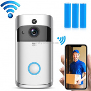 EKEN V5 720P Wireless WiFi Smart Video Doorbell, Поддержка облачного хранилища и обнаружения движения, инфракрасного ночного видения и двустороннего голоса, Пакет 2: дверной звонок + 3 батареи 18650 (серебристый)