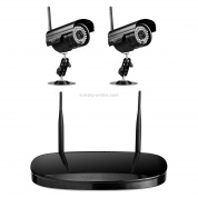 IPCC-Kit15N IPCC-N2 2 x HD 720P P2P 1.0 MP WiFi Беспроводная IP-камера безопасности + 4-канальный сетевой видеорегистратор, поддержка обнаружения монитора и ИК-ночного видения (черный)