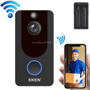 Eken V7 1080P Беспроводной Wi-Fi Smart Video Doorbell, поддержка обнаружения движения и инфракрасное ночное видение и двусторонний голос, пакет 1: дверной звонок + двойной пазы зарядное устройство (черный)