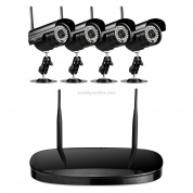 IPCC-Kit15N IPCC-N4 4 x HD 720P P2P 1.0 MP WiFi Беспроводная IP-камера безопасности + 4-канальный сетевой видеорегистратор, поддержка обнаружения монитора и ИК-ночного видения (черный)
