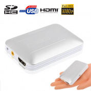Мультимедийный жесткий диск Mini Full HD 1080P HDMI с кард-ридером SD / MMC / SDHC / функцией HOST USB, внешний жесткий диск, размер: 85x55x10 мм (серебристый)