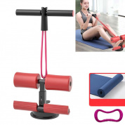 Бигуди для живота на присоске Sit-up Aid Домашний жилет, стиль: шнурок + коврик для йоги (красный)