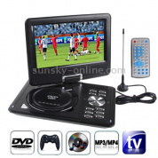 9,5-дюймовый TFT ЖК-экран Цифровой мультимедийный портативный DVD-диск с кард-ридером и USB-портом, поддержка ТВ (PAL / NTSC / SECAM) и игровых функций, поворот на 180 градусов, поддержка карты SD / MS / MMC (черный)
