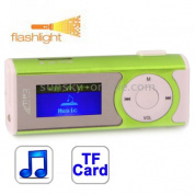 Слот для карты TF (Micro SD) MP3-плеер с ЖК-экраном, динамиком, зажимом, поддержкой функции фонарика (светло-зеленый)