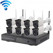 8-канальный HD 720P 1,0 мегапиксель 2,4 ГГц Wi-Fi пулевая камера + комплект сетевого видеорегистратора