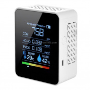 TVOC1 Portable CO2 Качество Авиаформальдегид Диоксид диоксида углерода Крытый температурный гигрометр с светодиодным цифровым дисплеем (белый)