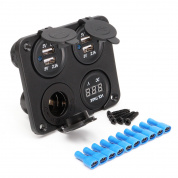 Зарядное устройство W / Зажигалка Разъем Вольт Meterr 4 в 1 3.1A Dual Usb Outlet Авто