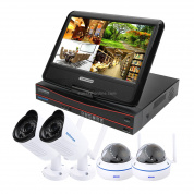 szsinocam SN-NVK-8004M10 4CH HD 720P 1.0 Mega Pixel 2.4GHz WiFi IP Dome + Bullet Camera 10,1-дюймовый ЖК-экран Комплект NVR (черный)