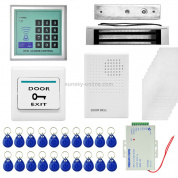 MJPT008 Комплекты системы контроля доступа RFID + магнитный замок + 20 брелоков для идентификации + 10 карт для идентификации + источник питания + дверной звонок + кнопка выхода