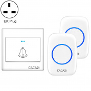 CACAZI H10 1 для 2 домашних беспроводных музыкальных дверных звонков без батареи, вилка: вилка UK (белая)