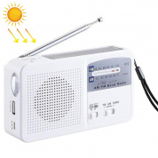 Многофункциональная портативная солнечная / Creaked Villo Power LED фонарик с AM / FM-радио и зарядным устройством мобильного телефона