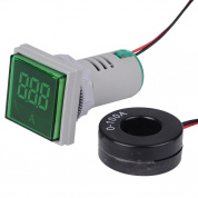 SINOTIMER ST17A Квадратный 22 мм светодиодный цифровой дисплей Сигнальная лампа Индикатор переменного тока 0-100 А (04 Зеленый)