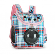 Yani Plaid Шаблон Прозрачное окно Дизайн Обложка Breathable Pet Travel Storage Сумка Кот Собака Рюкзак для переносных компьютеров