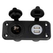 Автомобильное зарядное устройство Jtron DC 12V 24v двойной 5В USB разъем 2.1a плюс 20а прикуриватель черный цвет