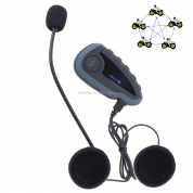 V8 1200m 5 Riders Мотоциклетный шлем Стереогарнитура Bluetooth с дистанционным управлением, поддержка NFC и FM, а также функция автоматического ответа на телефонный звонок (черный)