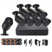A8B5-Mini 8-канальный 1080P 2.0 Mega Pixel 8 x Bullet AHD Cameras Mini AHD DVR Kit, поддержка ночного видения / обнаружение движения, ИК-расстояние: 20 м (черный)